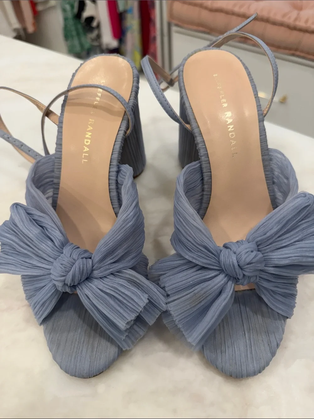 Loeffler Randall | Camellia blue Pleated Bow Heels Size 7